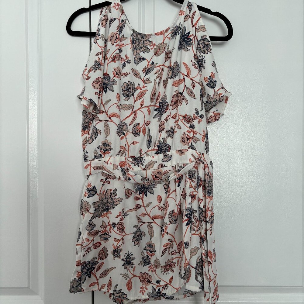 Floral Cold-Shoulder Romper with Tie Waist 🌿